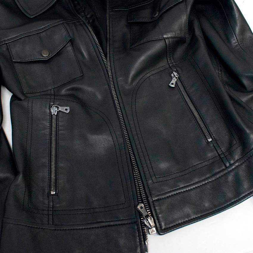  Dolce & Gabbana Black Zip Leather Jacket For Sale 3