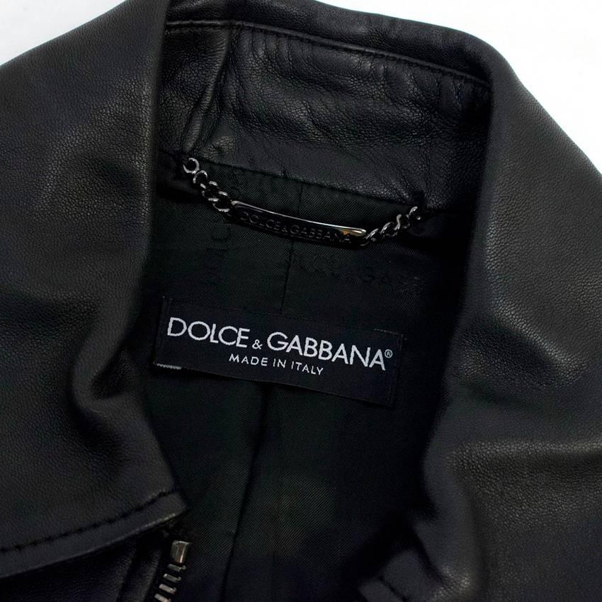  Dolce & Gabbana Black Zip Leather Jacket For Sale 1