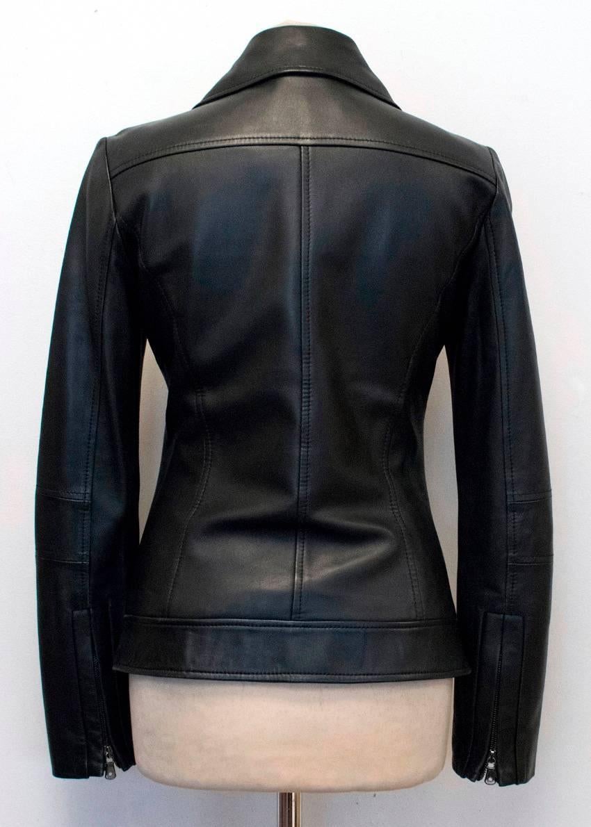  Dolce & Gabbana Black Zip Leather Jacket For Sale 2