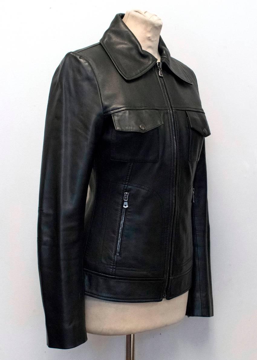 Dolce & Gabbana Black Zip Leather Jacket For Sale 4