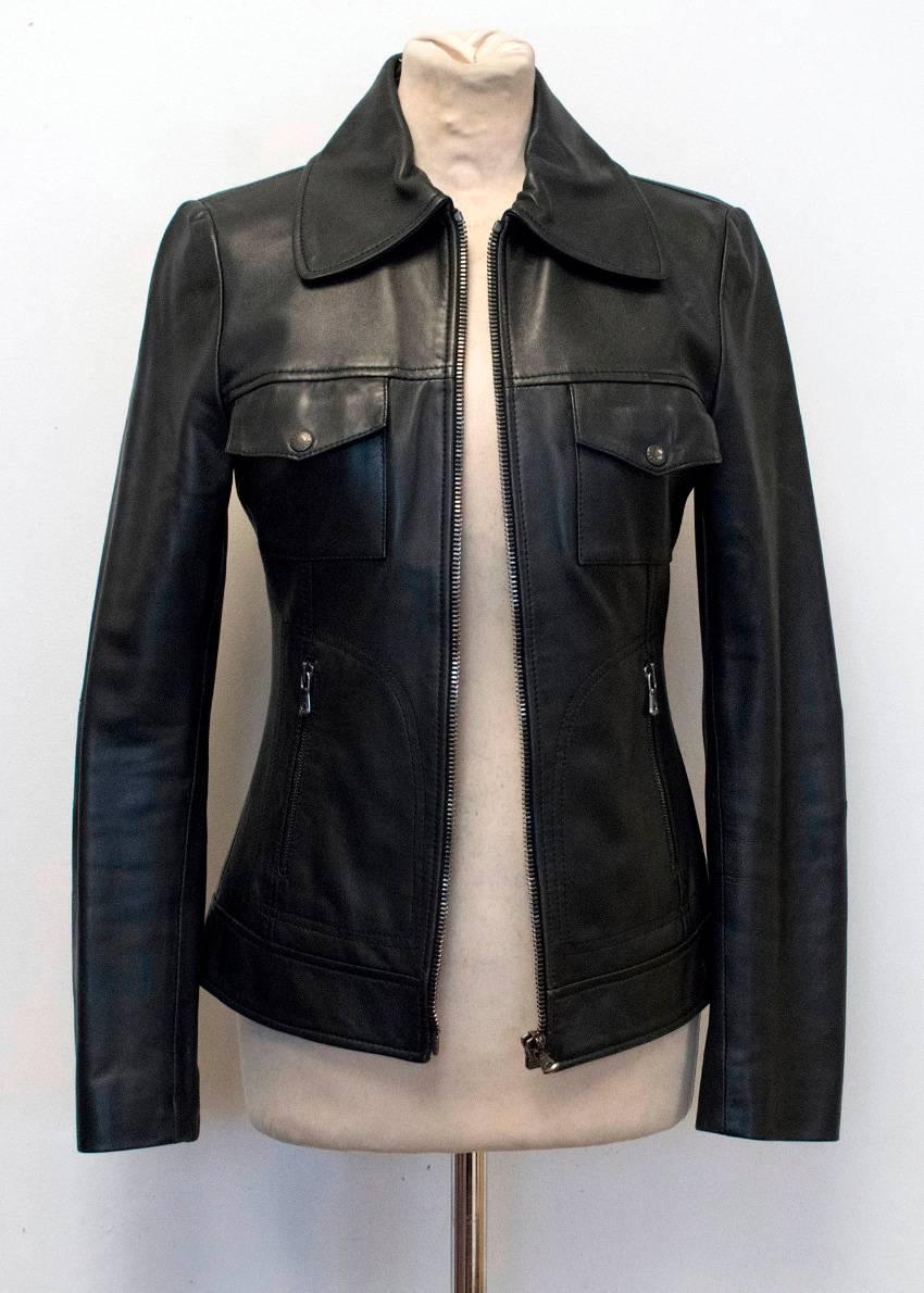  Dolce & Gabbana Black Zip Leather Jacket For Sale 6