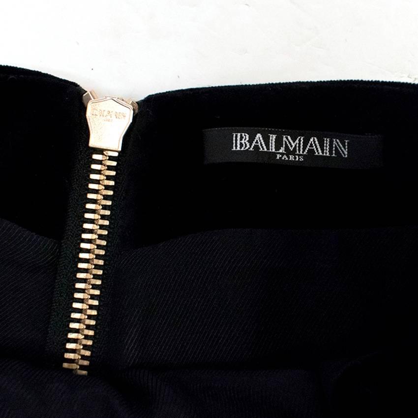Balmain Black Velvet Studded Mini Skirt In Excellent Condition For Sale In London, GB