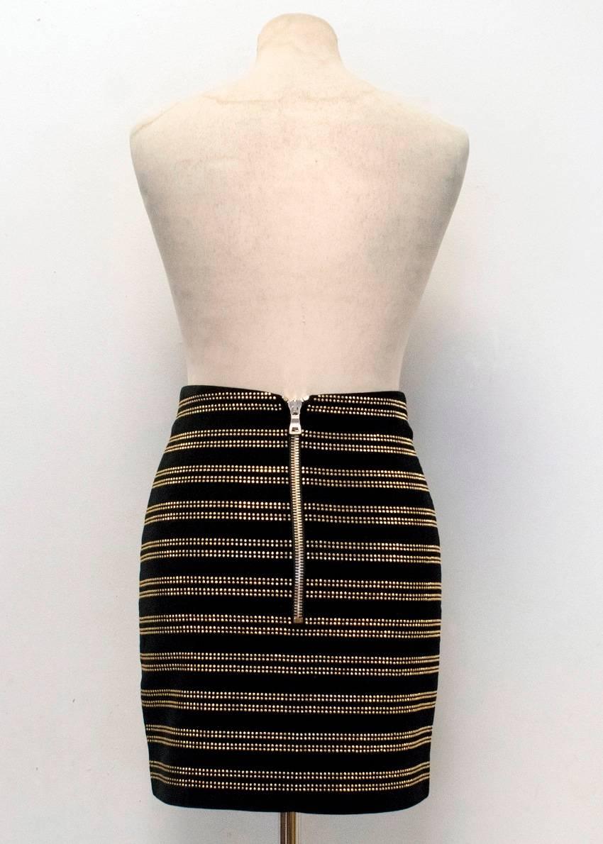 Women's Balmain Black Velvet Studded Mini Skirt For Sale