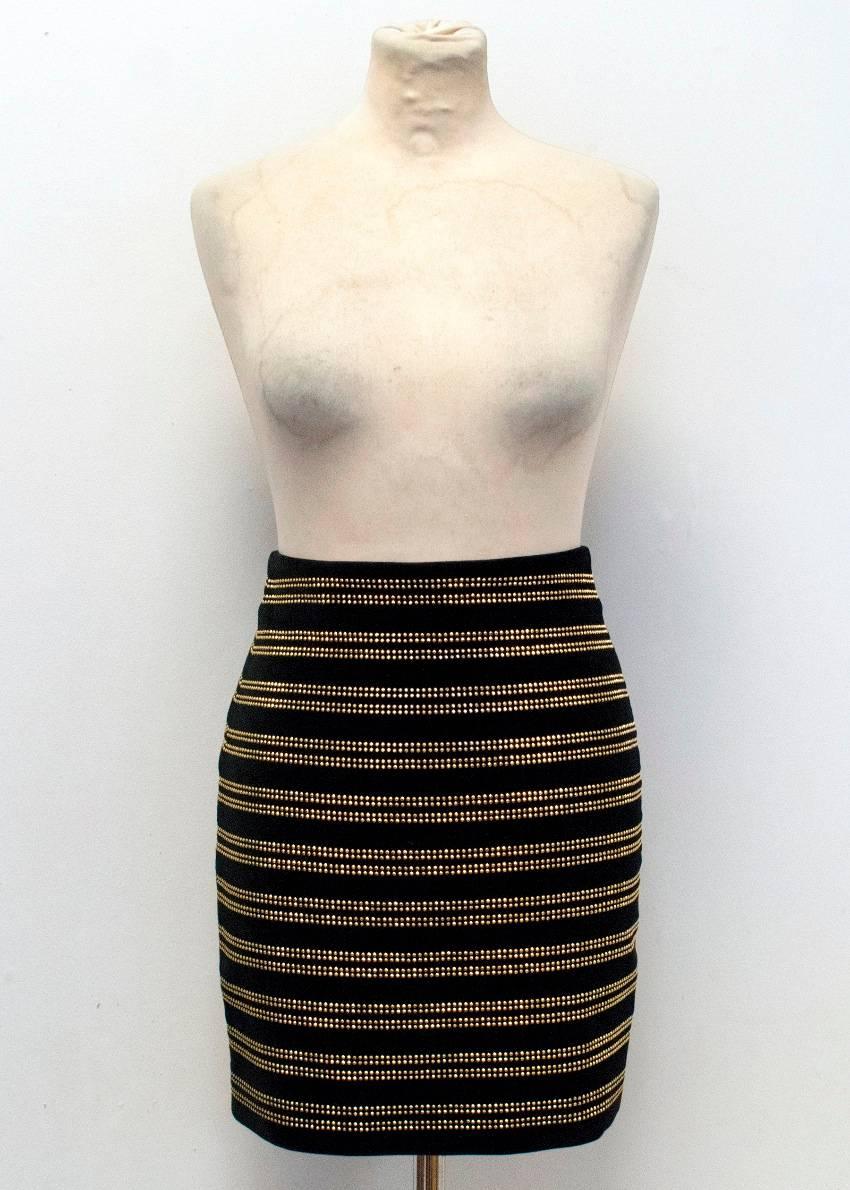 Balmain Black Velvet Studded Mini Skirt For Sale 2