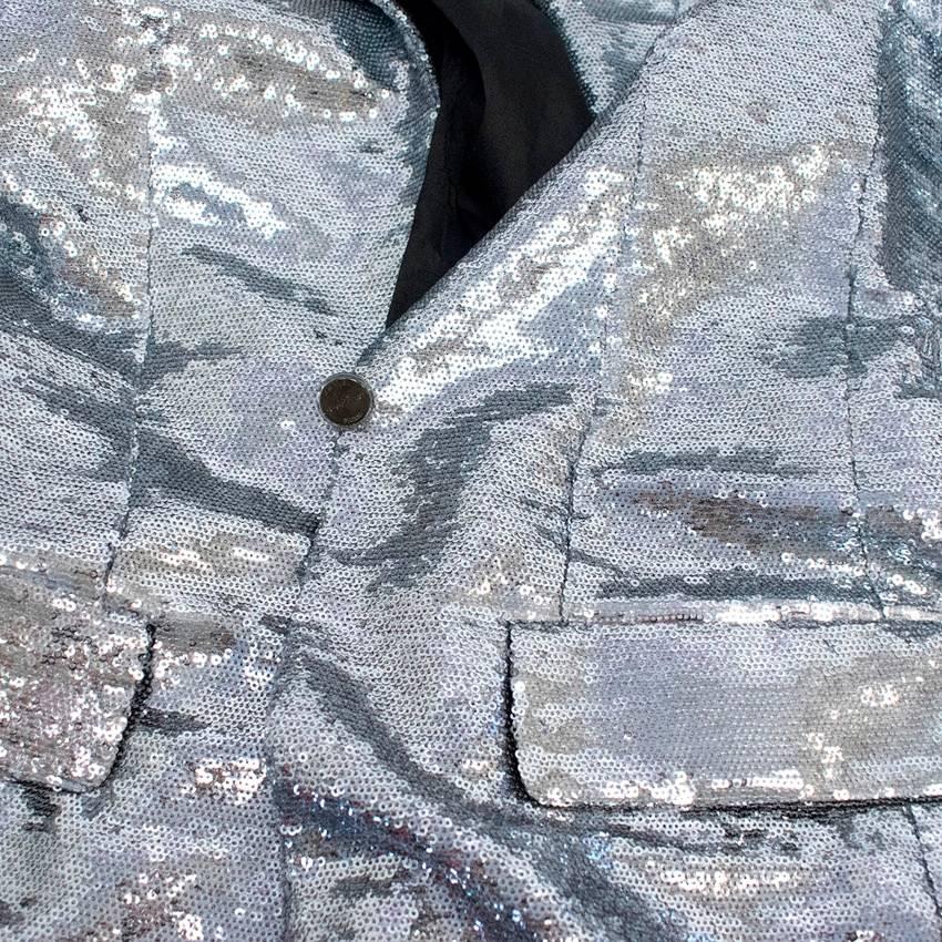 Chanel Silver Sequin Blazer S/S 2009 In Excellent Condition For Sale In London, GB