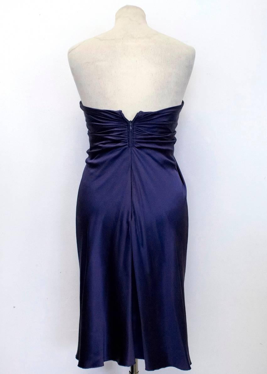 Women's  Amanda Wakeley Purple Silk Strapless Dress For Sale