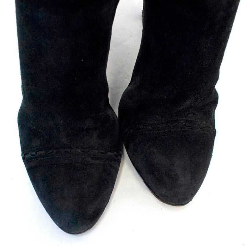 Women's Alaia Black Suede High Heeled Studded Boot For Sale