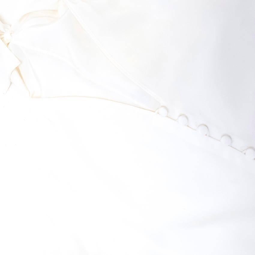 Yves Saint Laurent Cream Silk Button Down Blouse For Sale 3