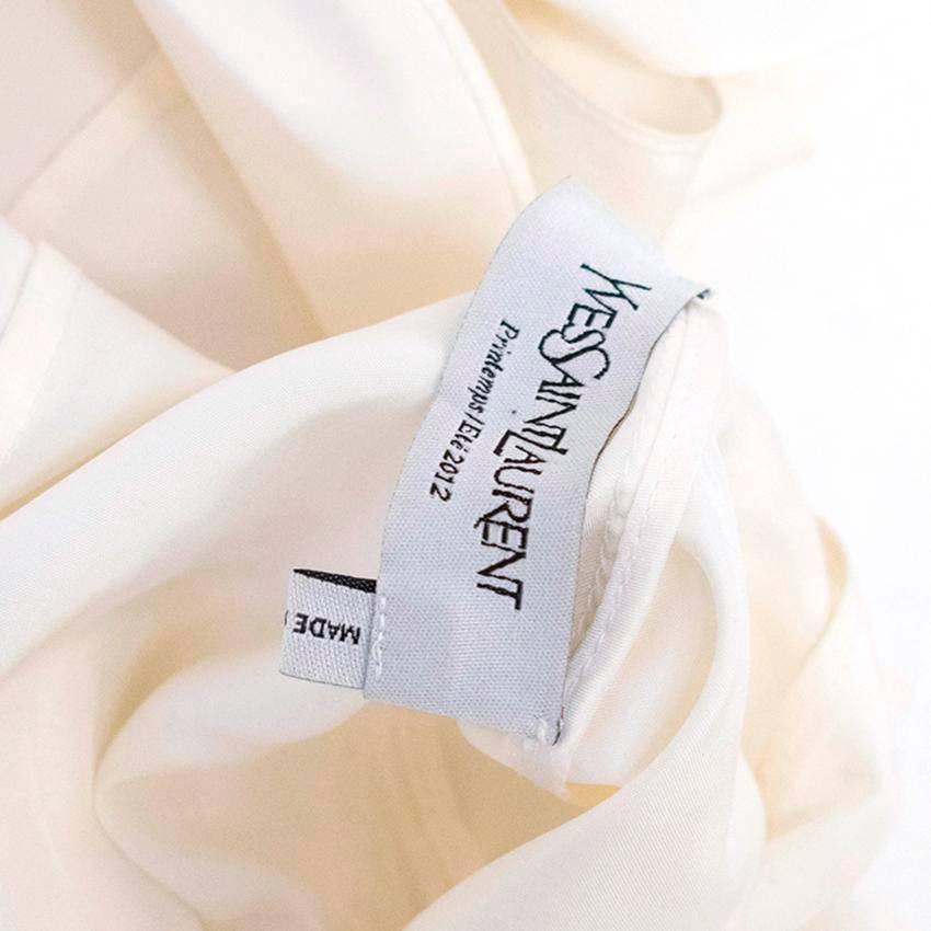Gray  Yves Saint Laurent Cream Silk Button Down Blouse For Sale