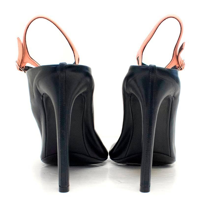 Women's  Balenciaga Spy Black Leather Sandals  For Sale