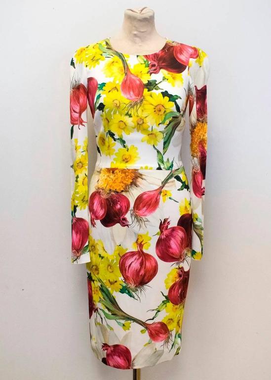 Dolce and Gabbana Long Sleeve Onion and Flower Dress For Sale at 1stDibs