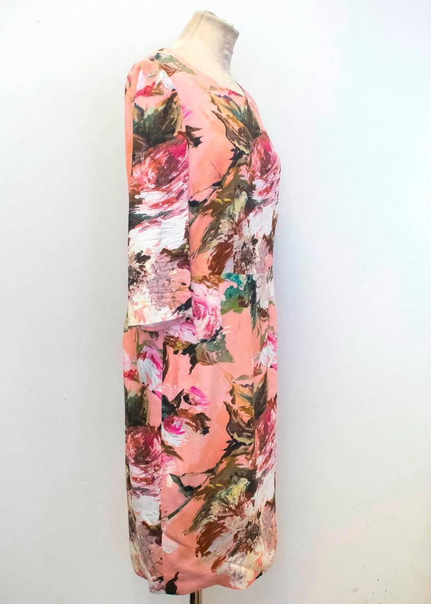  Dolce & Gabbana Pink Floral Mid Length Shift Dress In Excellent Condition For Sale In London, GB