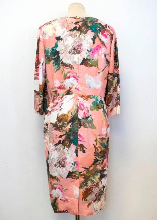 Dolce and Gabbana Pink Floral Mid Length Shift Dress For Sale at 1stdibs