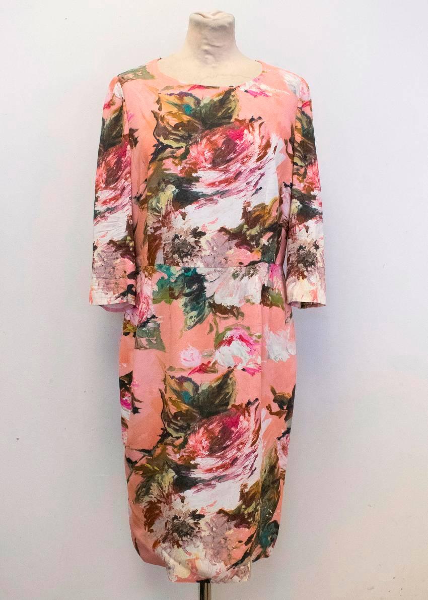  Dolce & Gabbana Pink Floral Mid Length Shift Dress For Sale 2