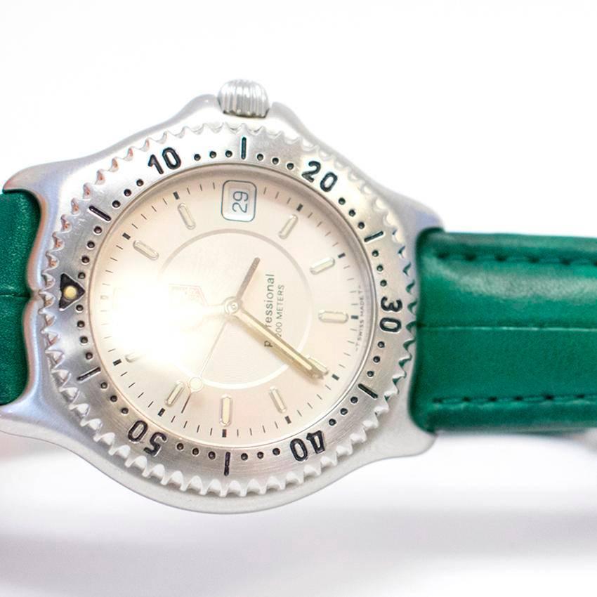 Tag Heuer 'Professional' Watch with Green Leather Strap  For Sale 3