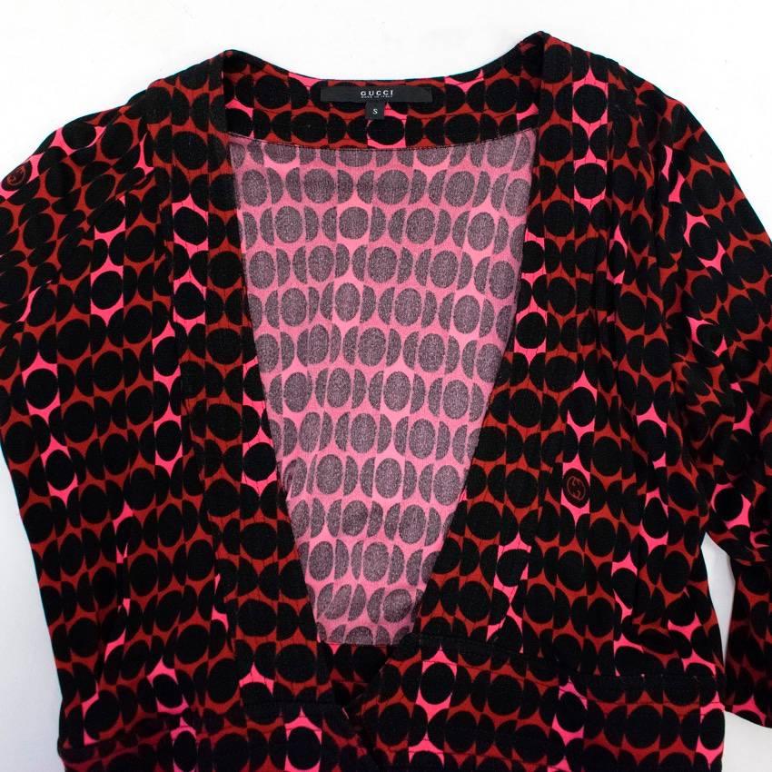  Gucci Multicolour Geometric Patterned Wrap Dress For Sale 4