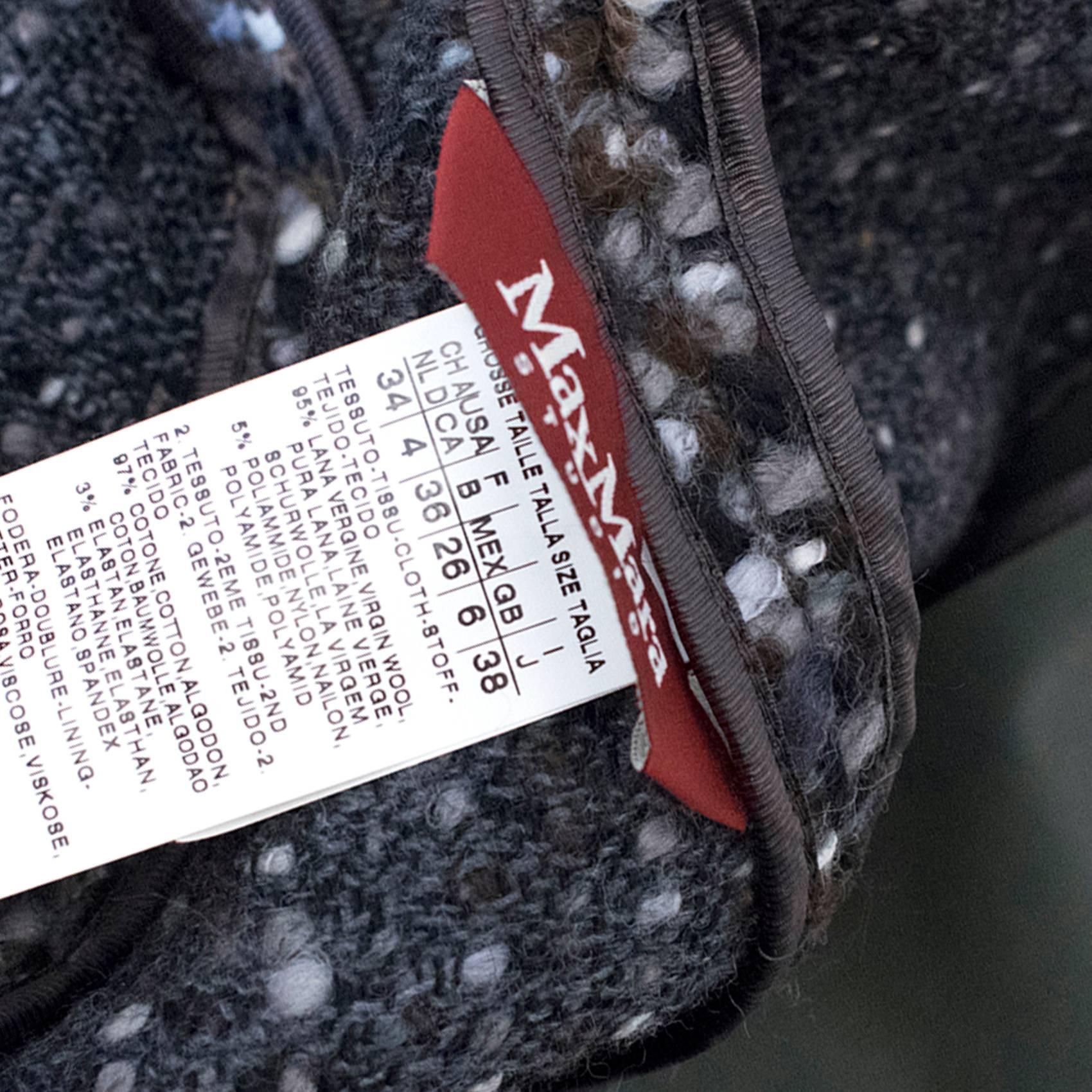 Black Max Mara Studio Tweed Single Breasted Wool Coat with Belt For Sale