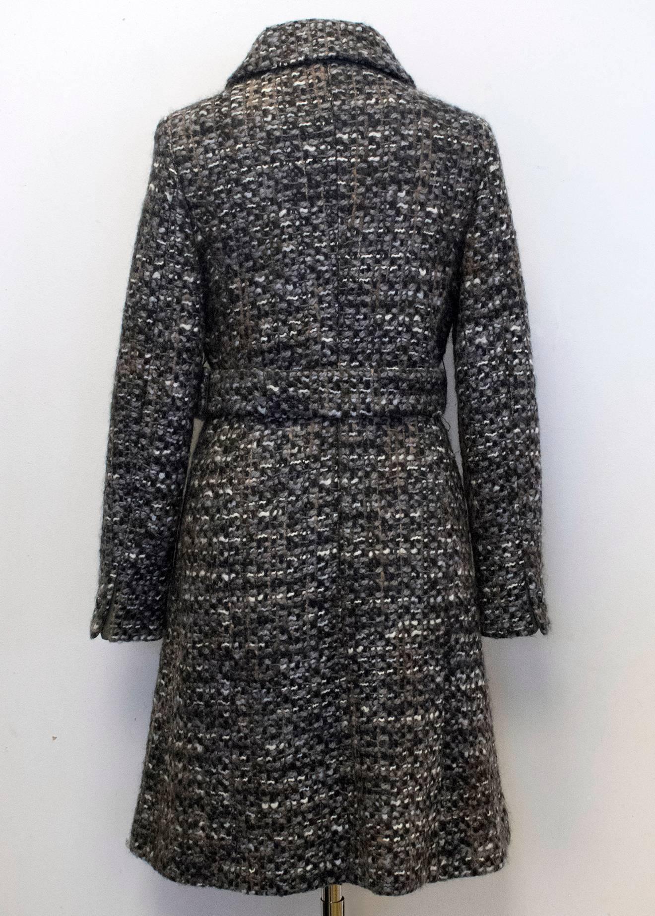 Women's Max Mara Studio Tweed Single Breasted Wool Coat with Belt For Sale