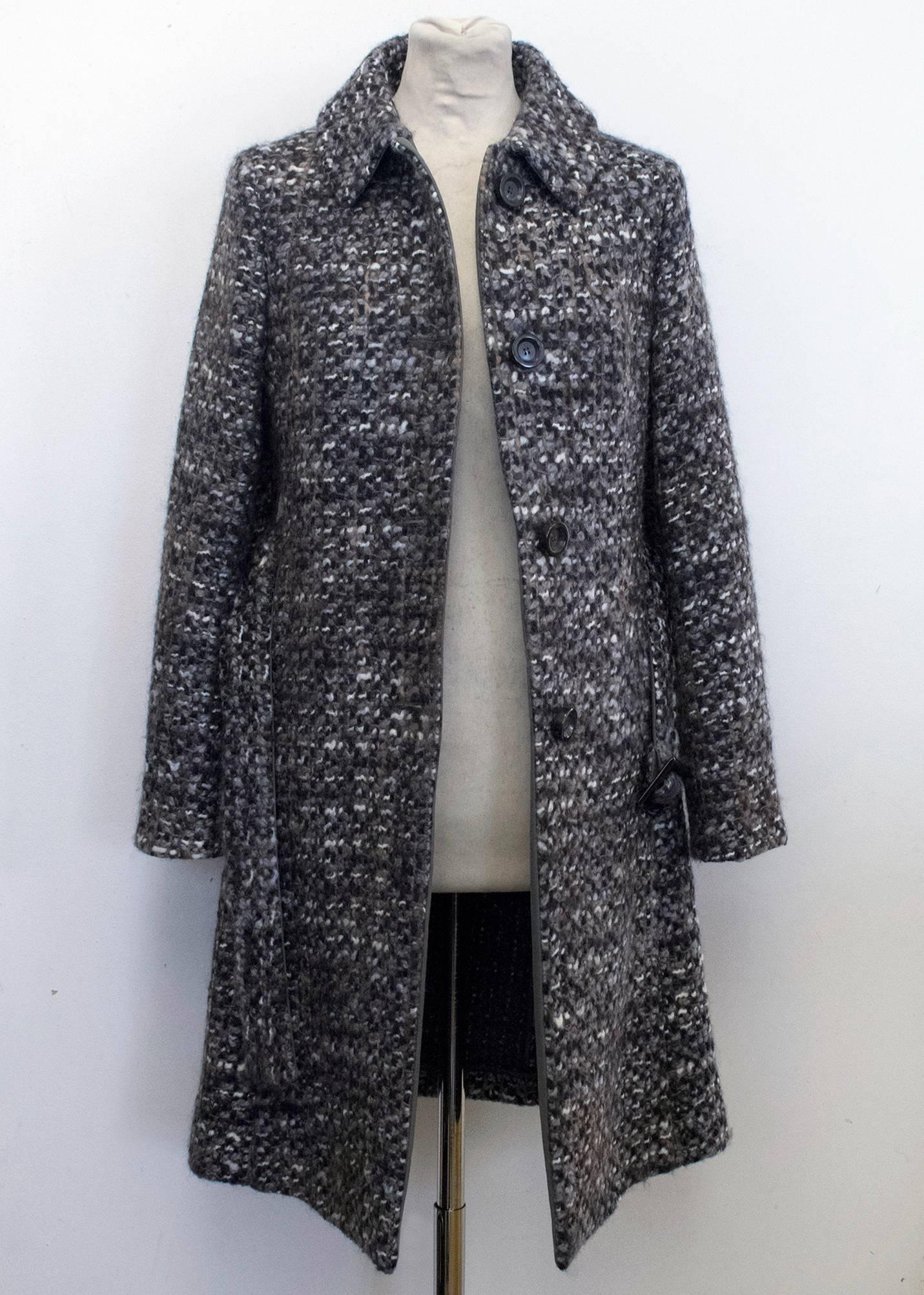 Max Mara Studio Tweed Single Breasted Wool Coat with Belt For Sale 1