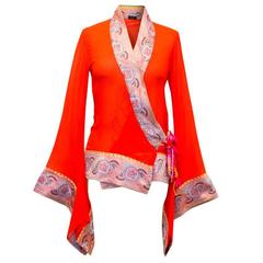  Etro Orange Kimono Top 