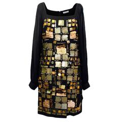 Emilio Pucci Black Silk Mini with Gold Embellishments