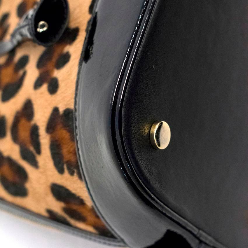 Black Aspinal of London Leopard Print and Leather Bag  For Sale