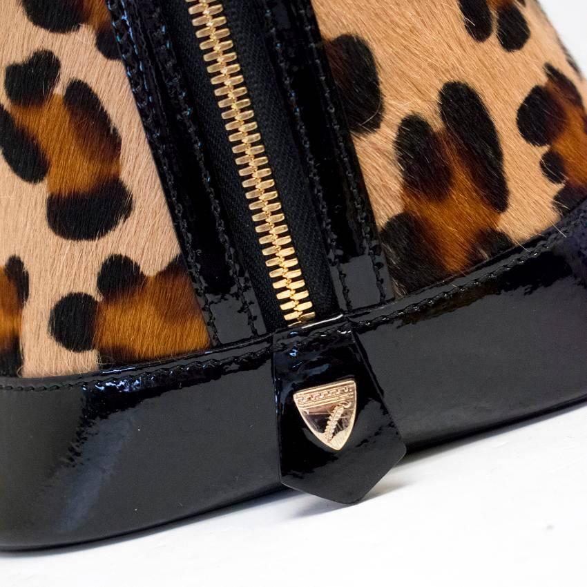 Women's Aspinal of London Leopard Print and Leather Bag  For Sale
