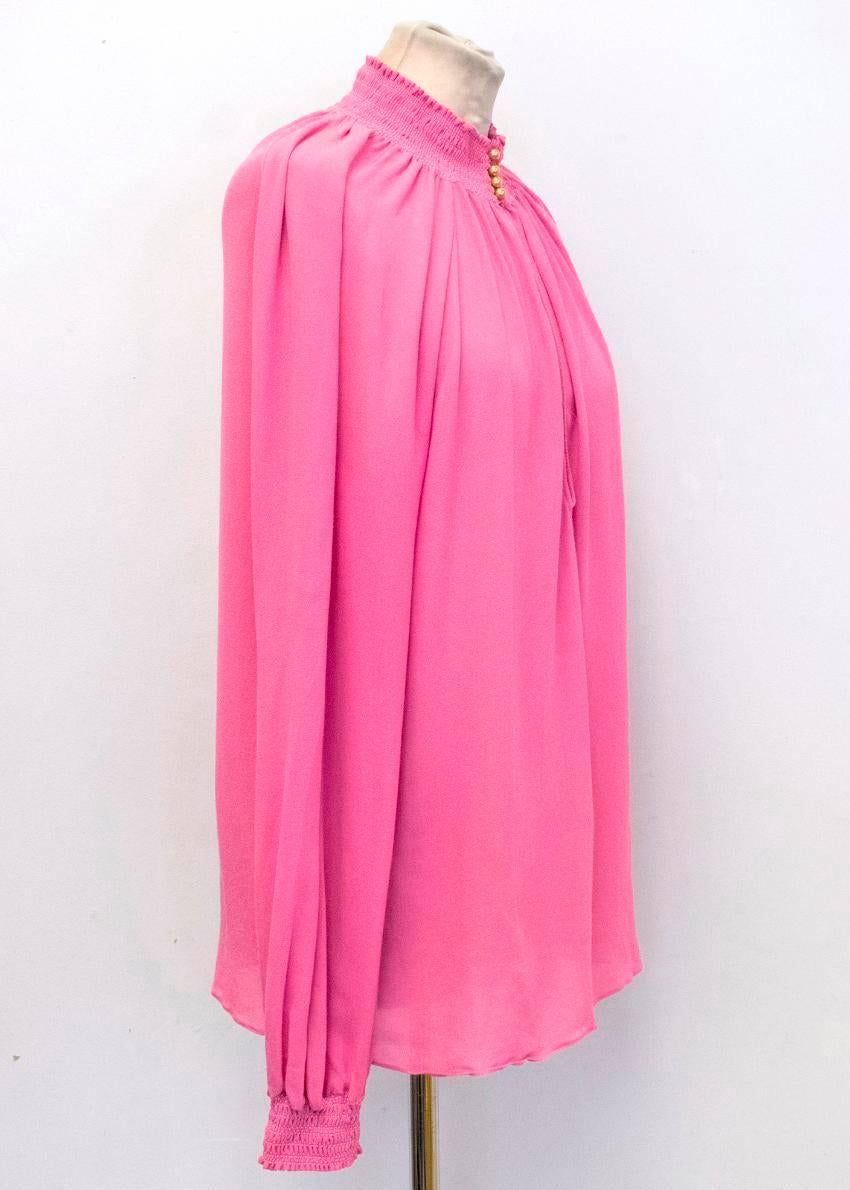 Gucci Pink Funnel Neck Blouse In New Condition For Sale In London, GB