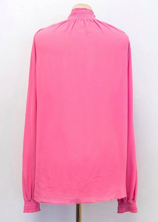 Gucci Pink Funnel Neck Blouse For Sale at 1stDibs
