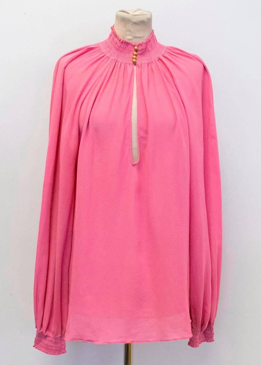 Gucci Pink Funnel Neck Blouse For Sale 1