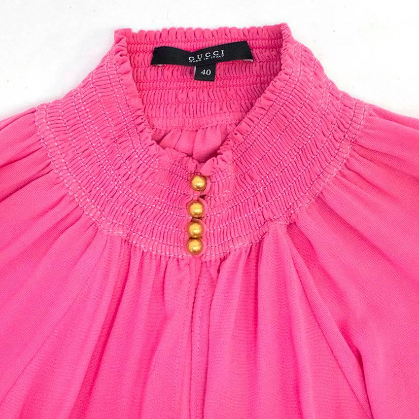 Gucci Pink Funnel Neck Blouse For Sale 3