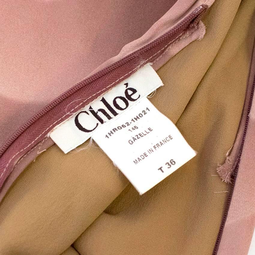 Chloe Dusky Pink Printed Silk Dress  For Sale 1