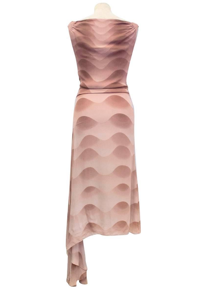 Chloe Dusky Pink Printed Silk Dress  In Excellent Condition For Sale In London, GB