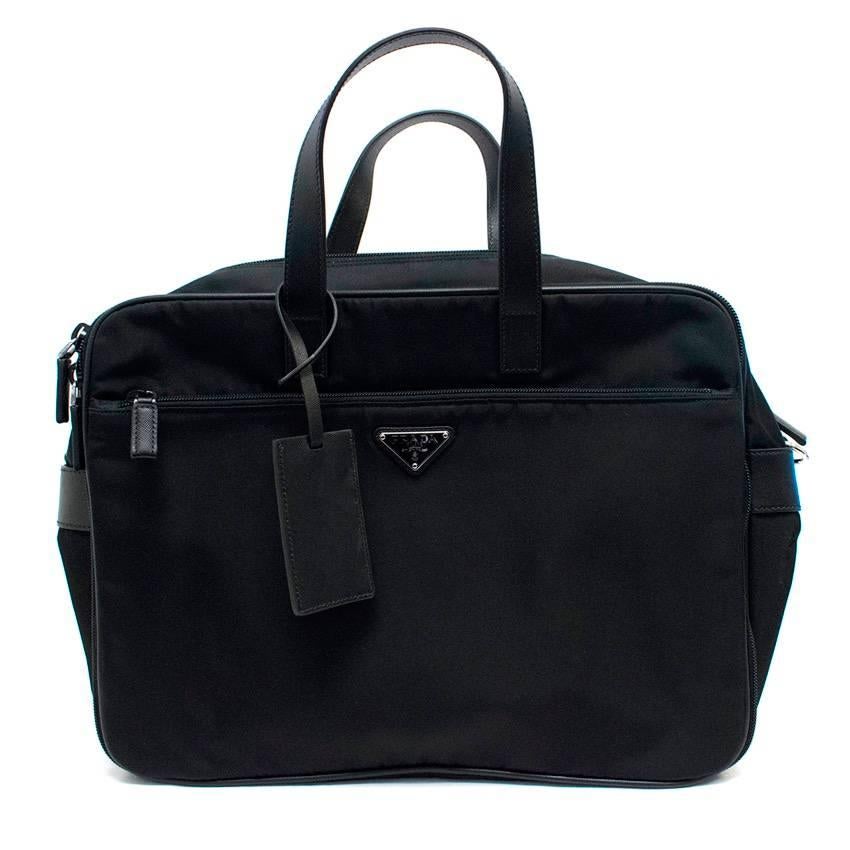 Prada Men's Black Nylon Briefcase For Sale 2