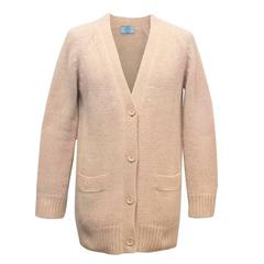 Prada Mens Beige Chunky Alpaca Knit Cardigan