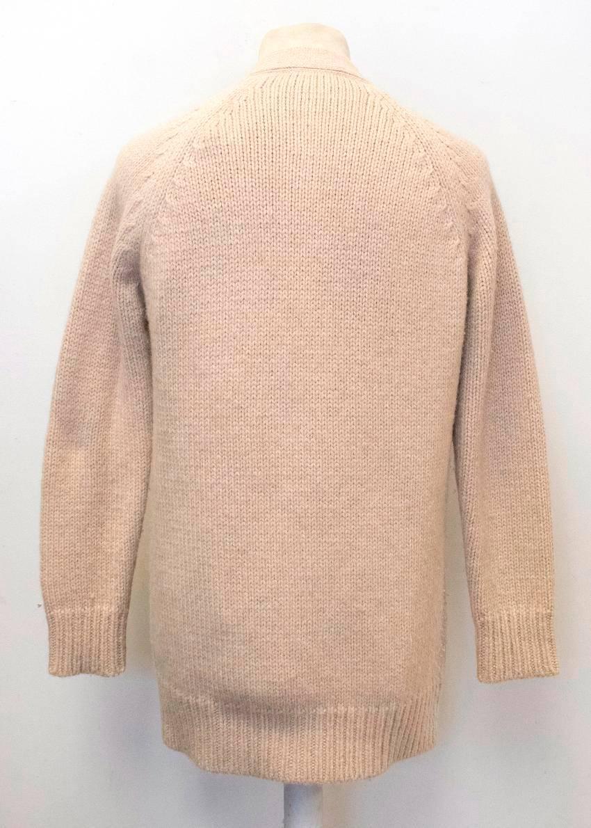Prada Mens Beige Chunky Alpaca Knit Cardigan In Excellent Condition For Sale In London, GB
