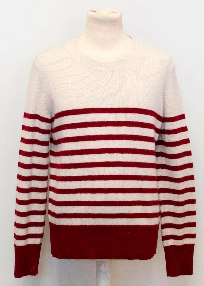 Beige Valentino Men's Cashmere and Wool Blend Burgundy Striped Jumper  For Sale