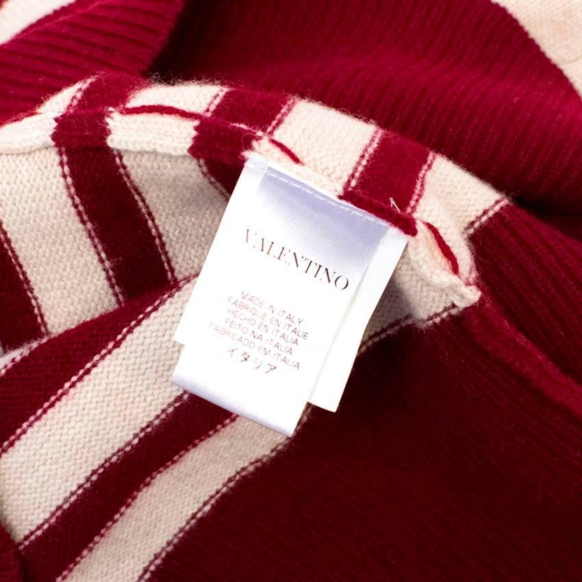Valentino Men's Cashmere and Wool Blend Burgundy Striped Jumper  For Sale 2