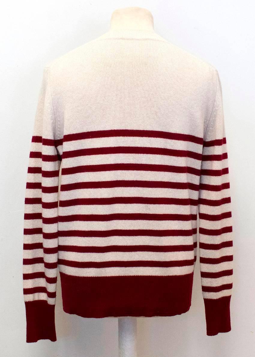 Valentino Men's Cashmere and Wool Blend Burgundy Striped Jumper  For Sale 4