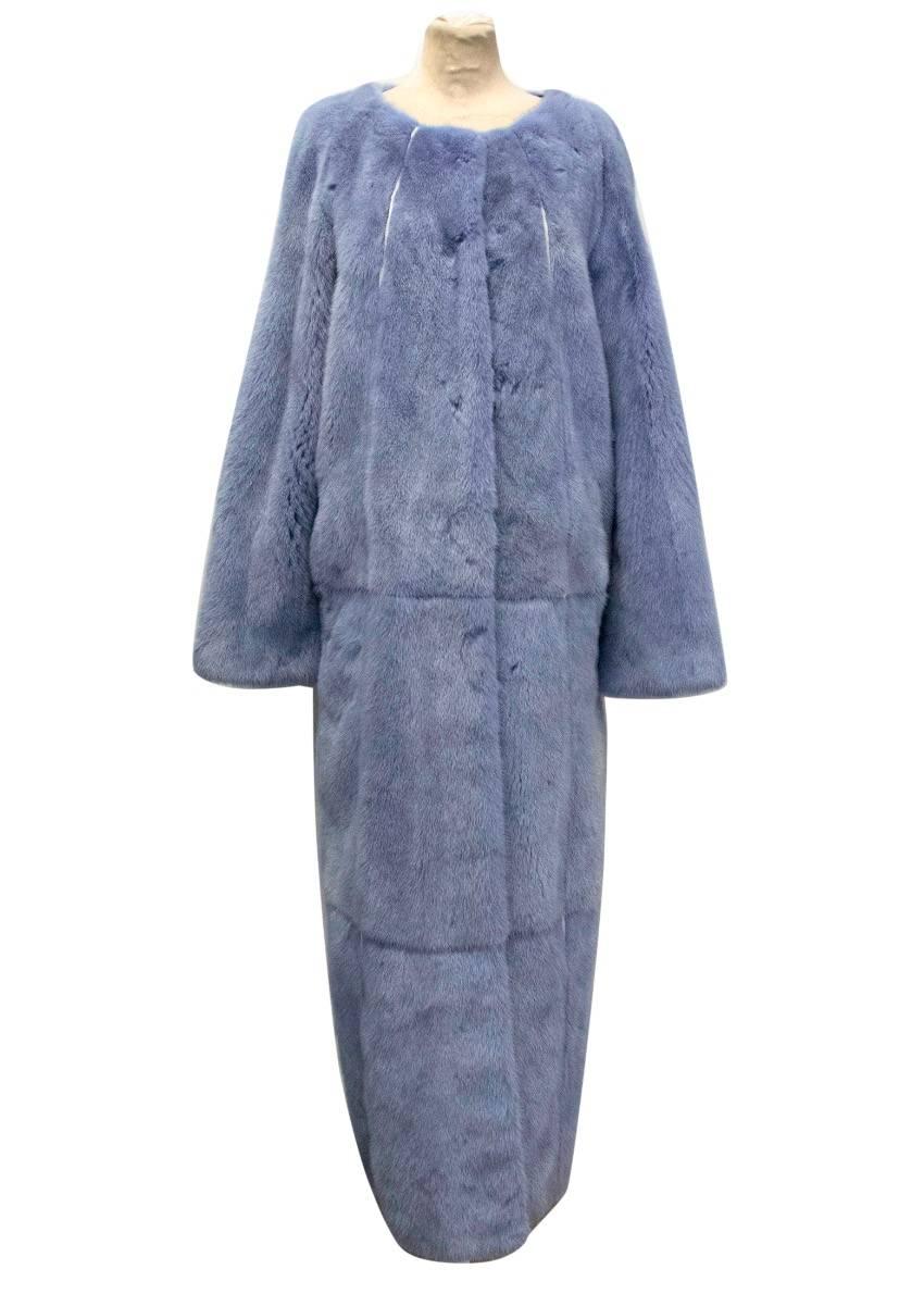 PA5H Long Periwinkle Mink Fur Coat In New Condition In London, GB