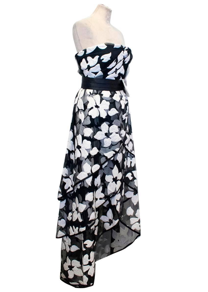 Women's Marc Jacobs Black and White Gown with Applique Flowers  For Sale