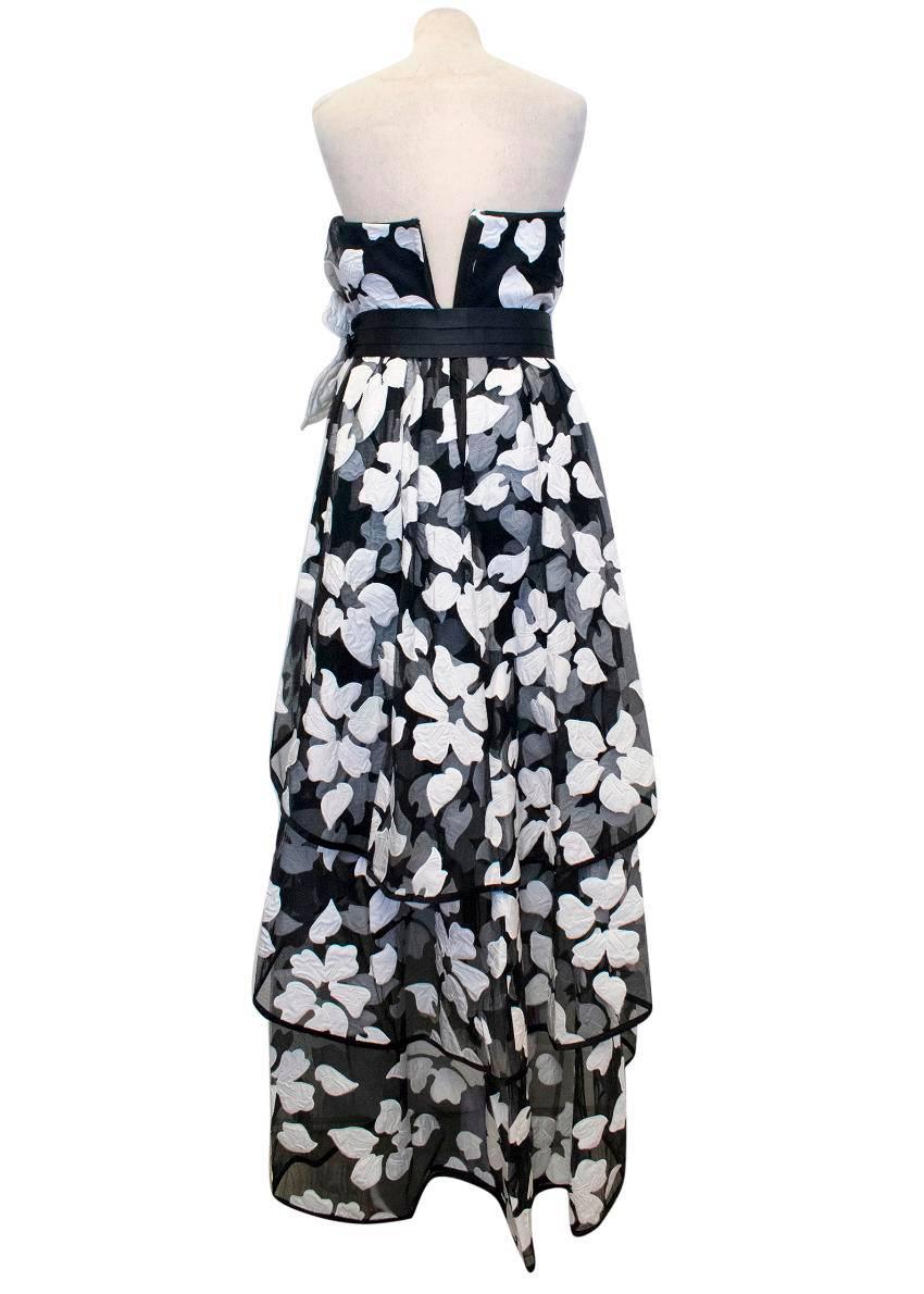 Marc Jacobs Black and White Gown with Applique Flowers  For Sale 1