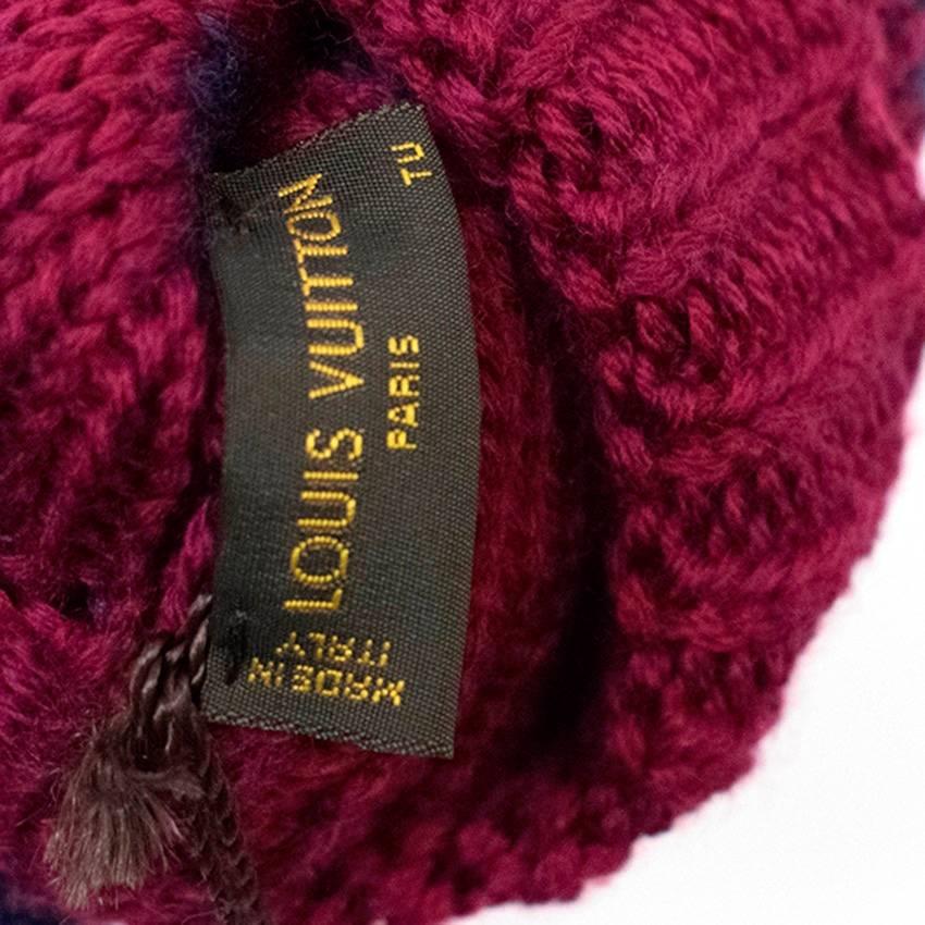 Pink Louis Vuitton Purple and Magenta Knit Snood and Mittens For Sale
