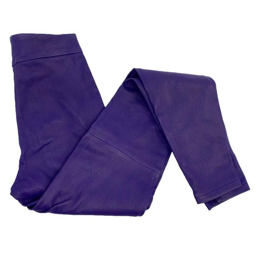 Victoria Beckham Blue Leather Leggings  For Sale