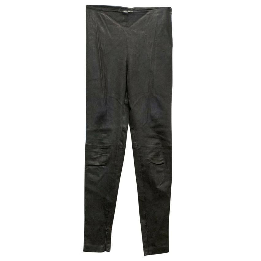 Balenciaga Dark Brown Leather Trousers For Sale