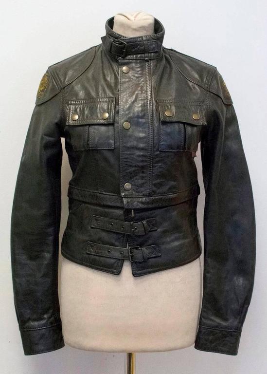Belstaff Distressed Dark Brown Leather Jacket For Sale at 1stDibs