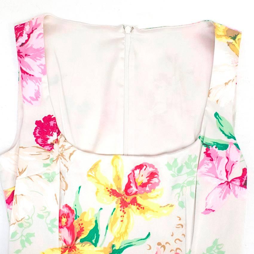 Beige Dolce & Gabbana Floral Silk Pencil Dress 