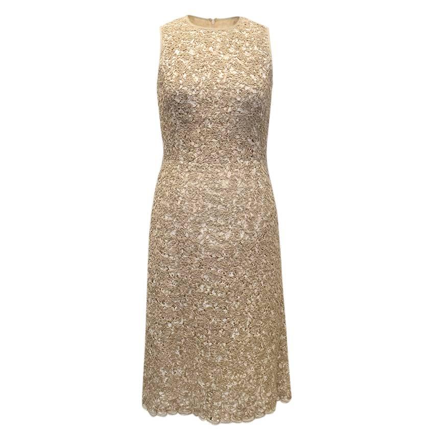 Michael Kors Textured Beige Cotton-Linen Dress For Sale