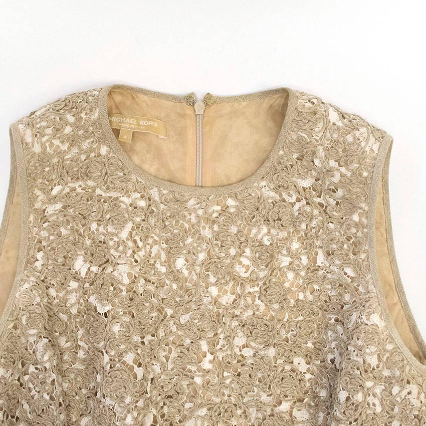 Michael Kors Textured Beige Cotton-Linen Dress For Sale 1
