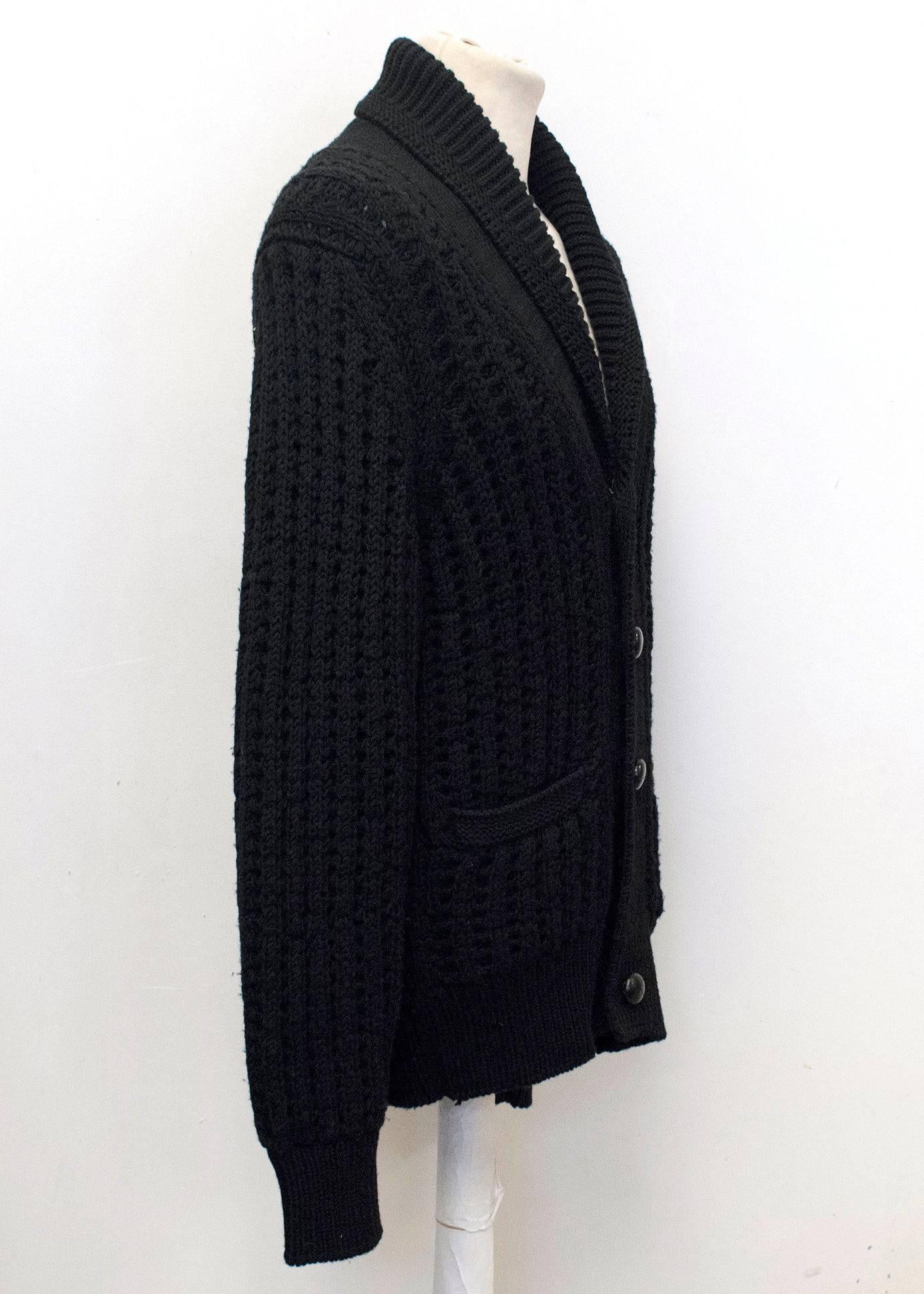 Tom Ford Men's Chunky Black Cable Knit Cardigan In New Condition For Sale In London, GB